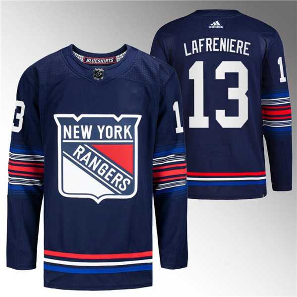 Mens New York Rangers #13 Alexis Lafreniere Navy Stitched Jersey Dzhi->new york rangers->NHL Jersey